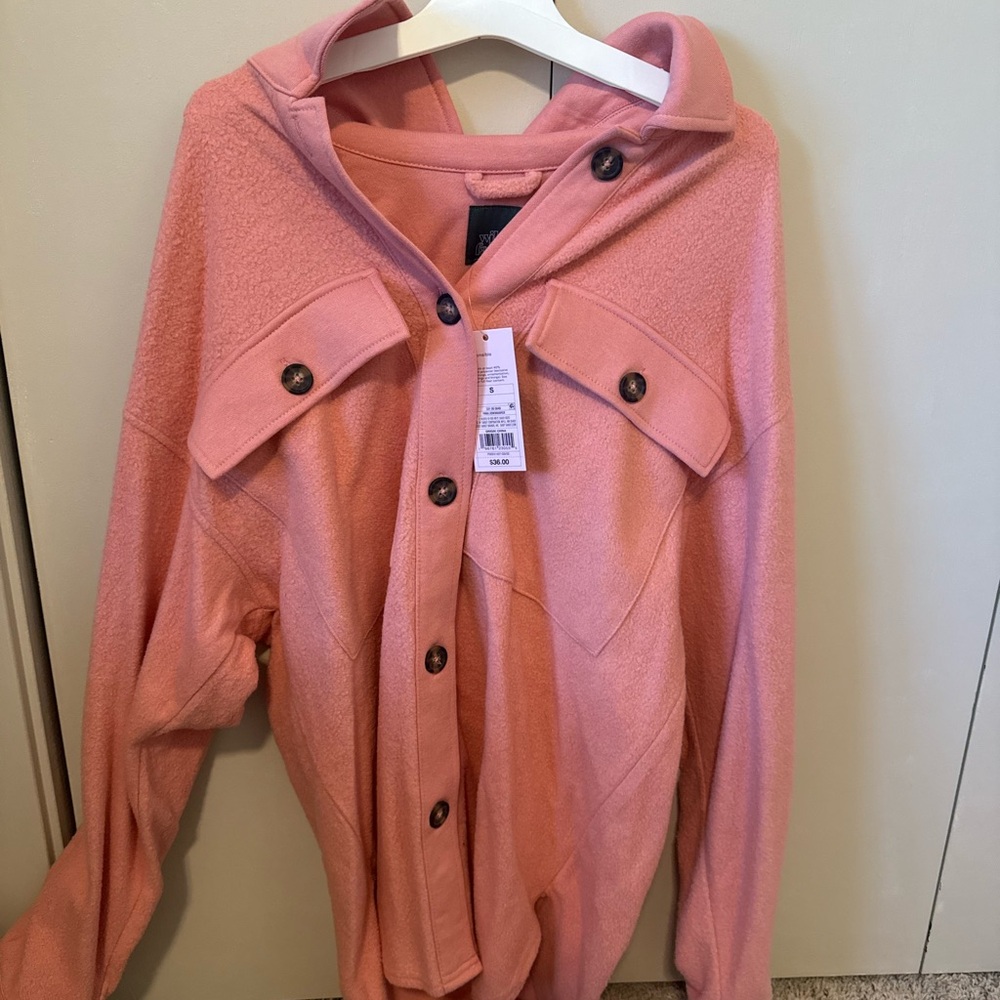 Women's Pink Button-Up Sweater